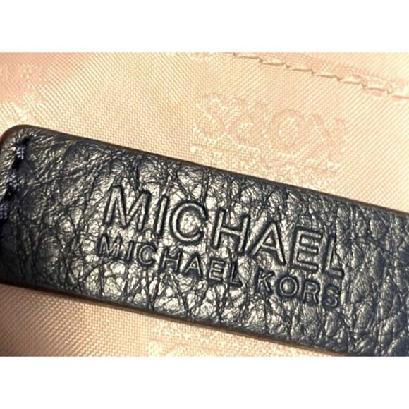 Michael Kors Medium Navy Blue Subtle Leather Shoulder Crossbody Bag Outside Pock - Picture 6 of 15